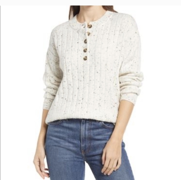 NWT Madewell Cream Crew Neck Cable-Knit Sweater Size 2x - Picture 3 of 11